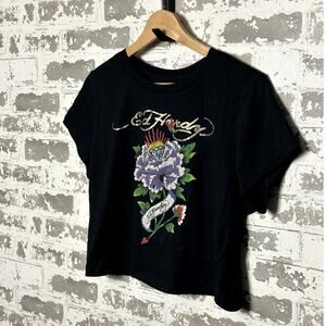 Ed Hardy Babydoll Shirt Boxy Fit Size XL Y2K
